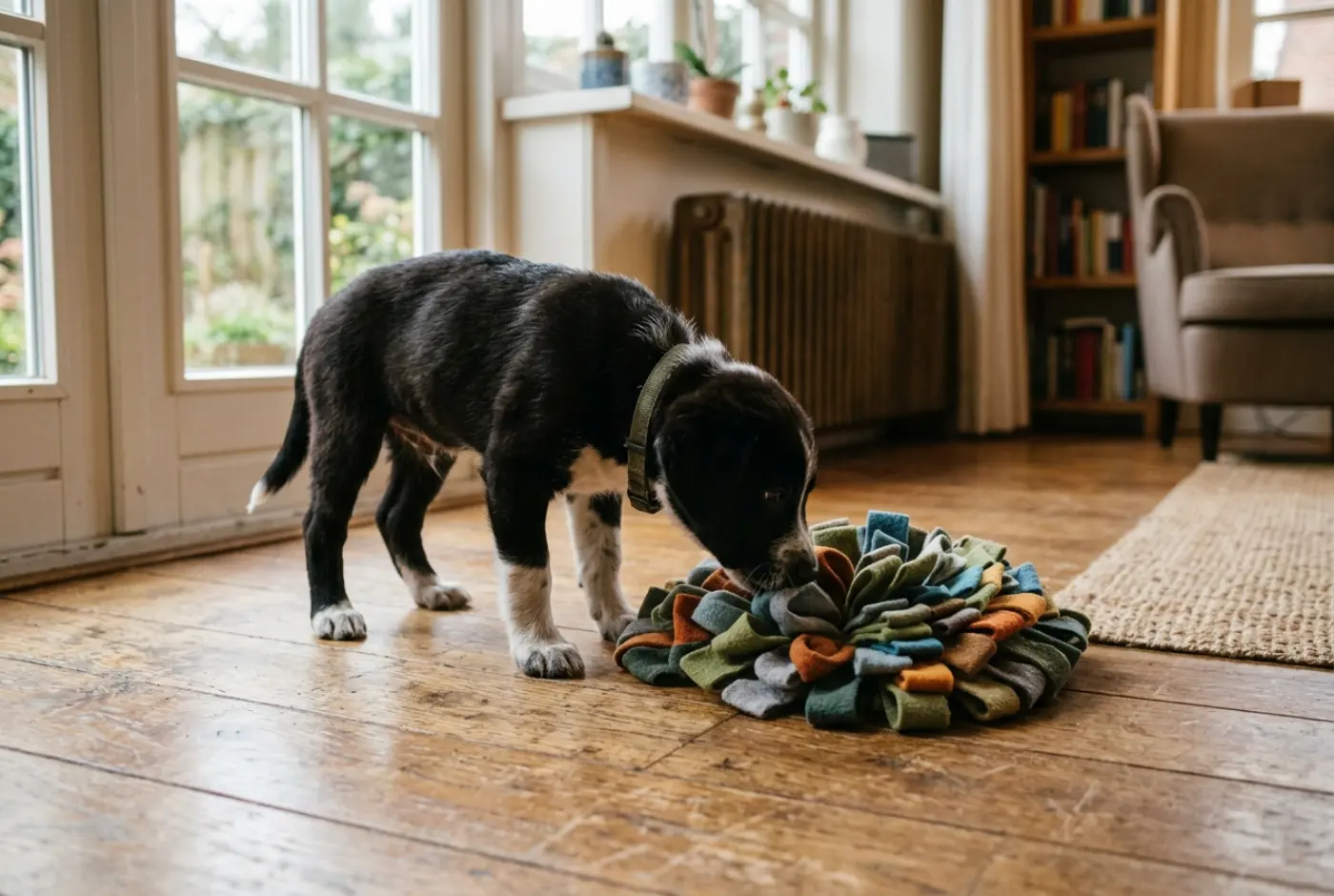 Sfeerbeeld: hond aan het werk met denkspeelgoed